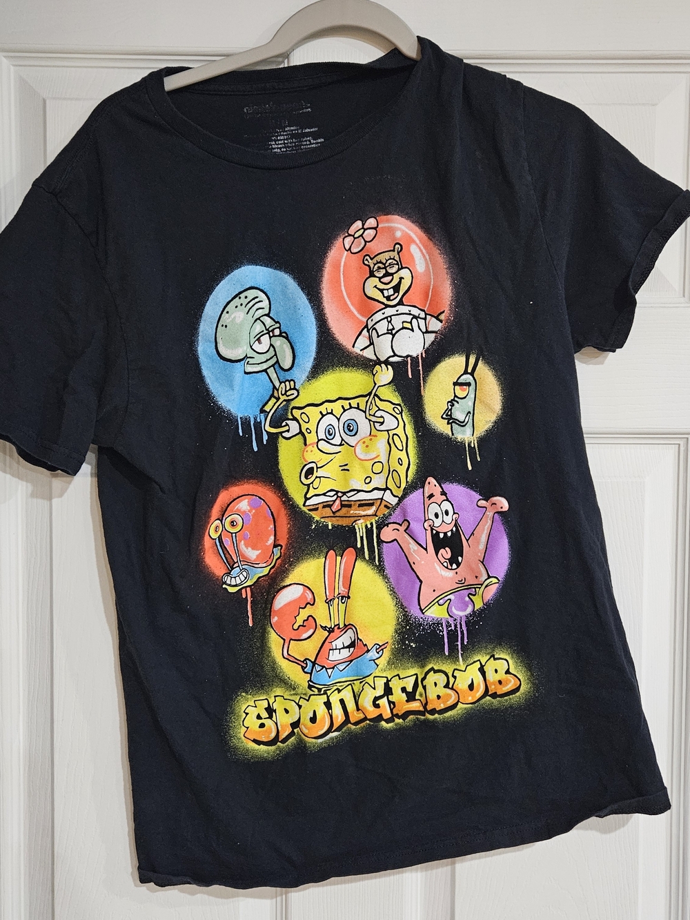 Nickelodeon Spongebob Squarepants Crew Neck T-Shirt Men's M Black Multicolor